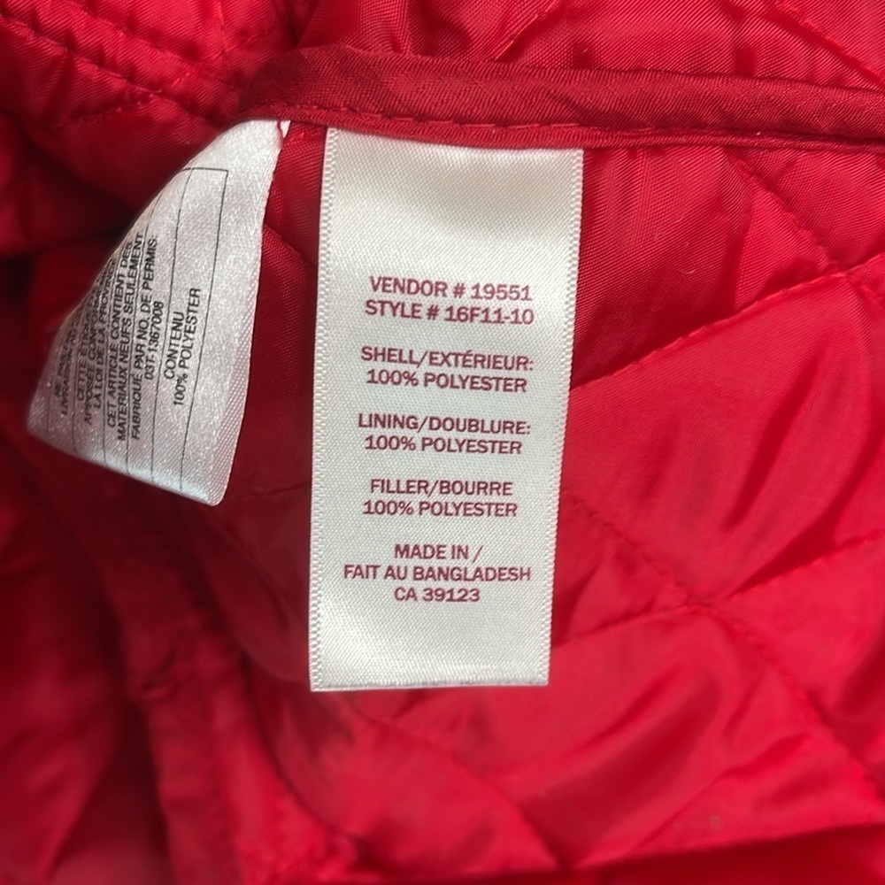 NORTHERN REFLECTIONS Quilted Barn Jacket Red Collar Snap Pockets Equestrian M - Picture 9 of 12